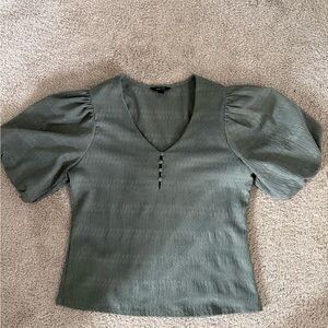 RW&CO. Sage Green Puff Sleeve Blouse